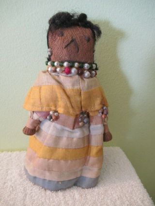 Vintage Seminole Indian 7 " Doll With Beads And Dress