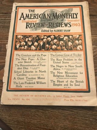 Vintage Black Americana 1903 American Monthly Review Of Reviews Race Problem Usa
