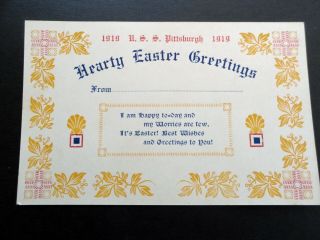 Wwi 1919 Uss Pittsburgh Hearty Easter Greetings Postcard