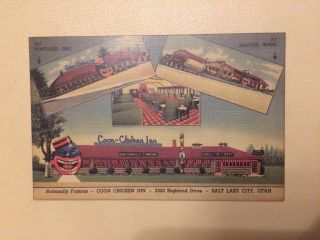 Vintage Linen Postcard,  Coon Chicken Inn,  Salt Lake City,  Black Americana