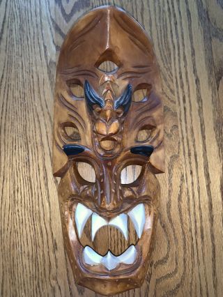 Natural Solid Wood African Tribal Mask 6.  5” W X 14.  5 " T