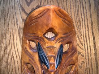 Natural Solid Wood African Tribal Mask 6.  5” W x 14.  5 