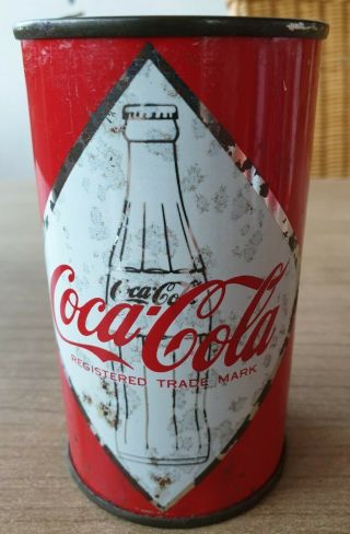 Coca Cola Can From England Uk.  Big Diamond With Bottle.  Flat Top