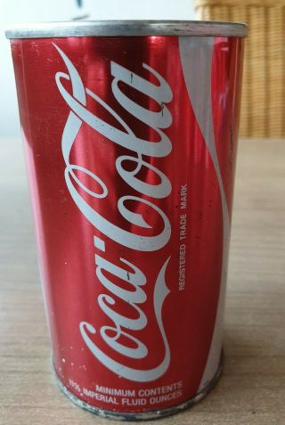 Coca Cola Can From England Uk.  Straight Steel.  Pull Top Metallic Red Can