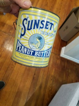 Early Sunset Peanut Butter Tin Can,  Montgomery Ward & Co,  Fort Worth,  Portland,