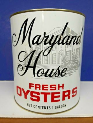 Vintage Gallon Maryland House Oyster Tin Can Nanticoke Md.  Va 385
