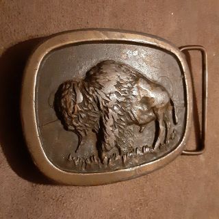 Vintage 1977 Indiana Metal Craft Belt Buckle Bison P97 Buffalo