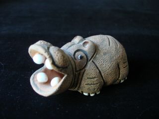 Vintage Casals Peru Hand Made Pottery Clay Hippo Figurine