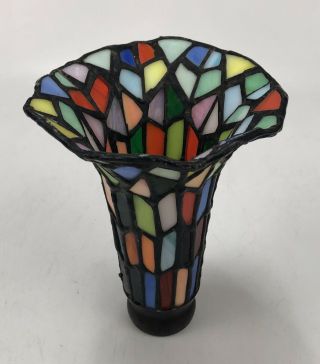 Small Tiffany Style Stained Glass Lamp Shade 6 " Tall Trumpet Shape