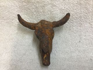 Vintage Rustic Cast Iron Long Horn Steer Skull Cow