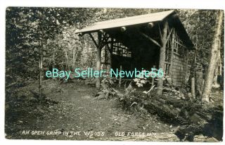 Old Forge Ny - An Open Camp In The Woods - Rppc H.  M.  Beach Postcard Adriondacks