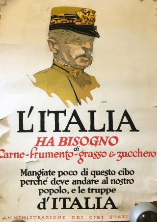 Vintage Wwi 1917 Italian Language United States War Propaganda Lithograph Poster