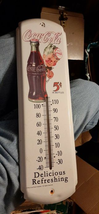 Vintage 5 Cent Coca Cola Advertisement Wall Thermometer Sign
