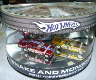2005 Mattel Hot Wheels Oil Can 1/64 Snake And Mongoose 35th Anniversary Set