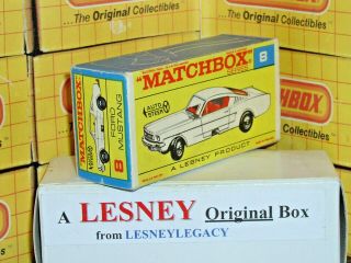 Matchbox Lesney 8e Ford Mustang Auto Steer Type F2 Empty Box Only
