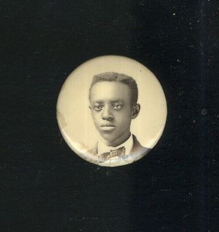 Early Celluloid Pinback Button W/sepia Photo Of Young Black Man