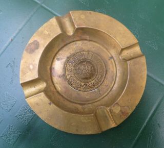 Wwi German Brass Ashtray " Gott Mit Uns " With Imperial Crown
