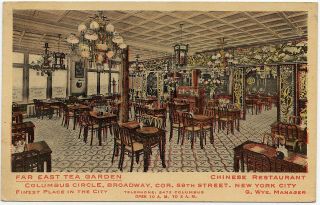 York City Nyc 1918 Ny Far East Tea Garden Chinese Restaurant 59th S Postcard