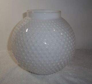 Vintage Milk Glass Hobnail Ball Globe Lamp Shade Oil - Electric 3 - 1/2 " Fitter