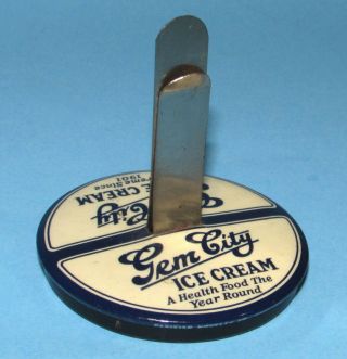 Vintage Gem City Ice Cream Celluloid Menu Holder Parisian Novelty Chicago Vg