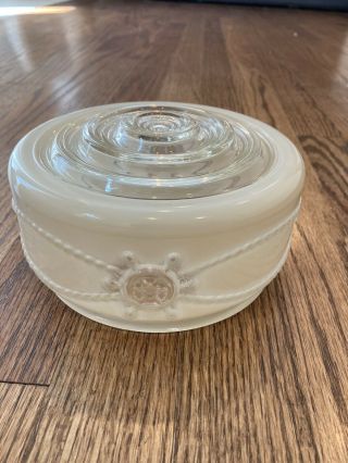 Vintage Clear & Frosted Glass Ceiling Light Fixture Globe Shade Bullseye Pattern