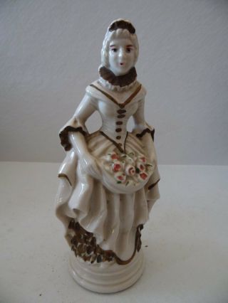 Vtg.  Porcelain Victorian Woman Lady Figural Lamp Base Column