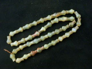 29 Inches Special Chinese Jade Hand Carved Vase Beads Prayer Necklace K110