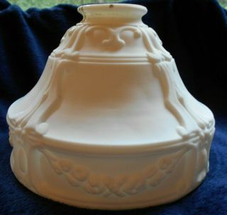 Vintage Antique Satin Milk Glass Raised Relief Lamp / Pendant Shade