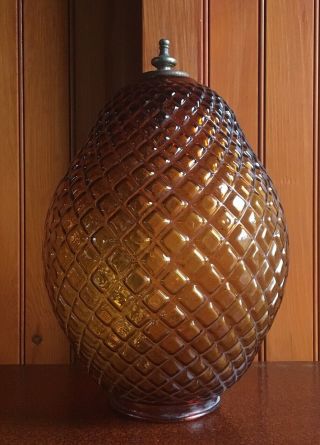 Large Vintage Amber Glass Globe Light Shade