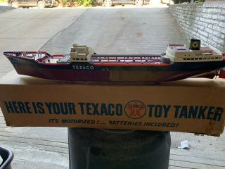 1960s Texaco Toy Tanker North Dakota Plastic Oil Ship Vintage 27 Inches