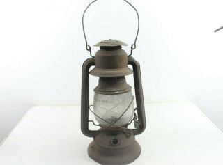 Vintage 1912 Beacon Lantern Wind Proof Made In Canada Barn Light W/ Glass Globe