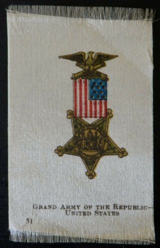 Grand Army Of The Republic United States Silk Badge Issued In 1915 Scarce