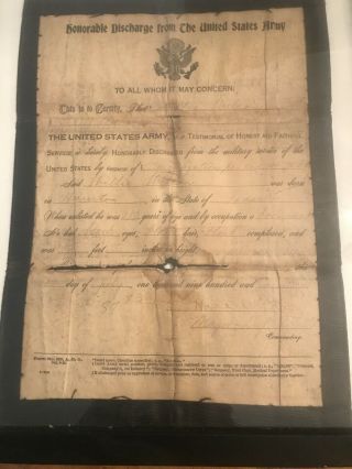 Ww 1 Us Army Honorable Discharge Paper For Willie Hickman,  Black Soldier