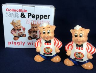 4 " Piggly Wiggly Salt & Pepper Shakers Ceramic Mr Pig Vintage Look