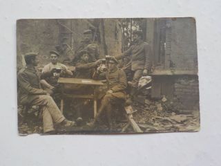 Wwi German Photo Postcard Soldiers Drinking From Beer Mugs Photograph Card Ww1