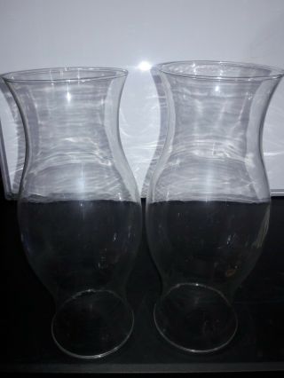 Pair 14 " Clear Glass Hurricane Chimney Shade Candle Cover Colonial Style