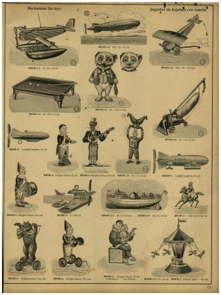 1930 Paper Ad Toys Tin Toy Black Man Minstrel Graf Zeppelin Clown Bear Airplane