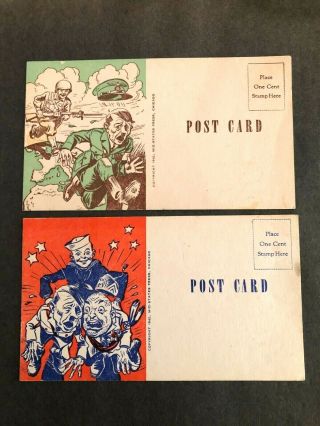 (2) Patriotic/propaganda Postcards / Wwii.  Hard To Find; From Series Of (4).