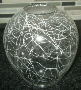 Vintage Lamp Shade Globe Clear Glass White String Pattern 2 In Fit