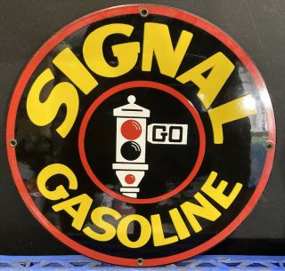Ande Rooney Signal Gasoline Porcelain Enameled Advertisement Sign
