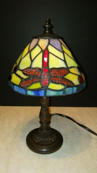 Small Tiffany Style Table Lamp Dragonfly Design