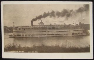 Excursion Steamer On Mississippi River Lansing Iowa Rppc Postcard,  Manchester Ia