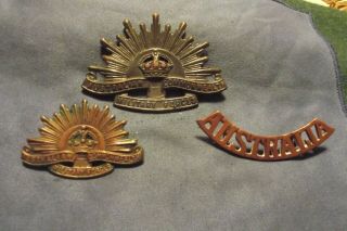 Ww I Cap Collar & Shoulder Badges To The Australian Commonwealth Military Forces