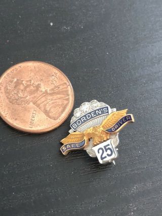 Vintage Bordens 25 Years Safe Driver Pin In 10k
