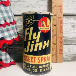 Vtg Advertising Tin Litho Fly Jinx Insect Spray Can Claire Mfg.  Co.  Chicago Usa