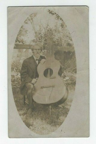 Rppc Unusual Bearded Man Base Instrument With 2 Finger Boards C.  1907 - 08