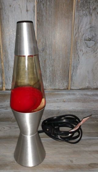 Miniature Red Lava Lamp 11 1/2 " Tall Great For Kids Room Needs Bulb