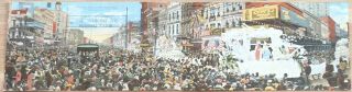 Vintage Panoramic Postcard,  Rex Mardi Gras Pageant Canal St,  Orleans,  La