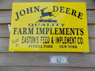 C.  Early Style Personalized John Deere Dealer/agent Sign/ad 16 " X24 " Alum.