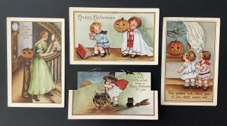 Vintage Whitney Halloween Postcards (4) Woman on Staircase,  Cute Children 2